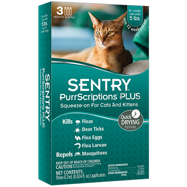 Sentry PurrScriptions Plus СЕНТРІ ПУРРСКРИПШНС ПЛЮС краплі від бліх, кліщів, комарів для котів вагою до 2.2кг