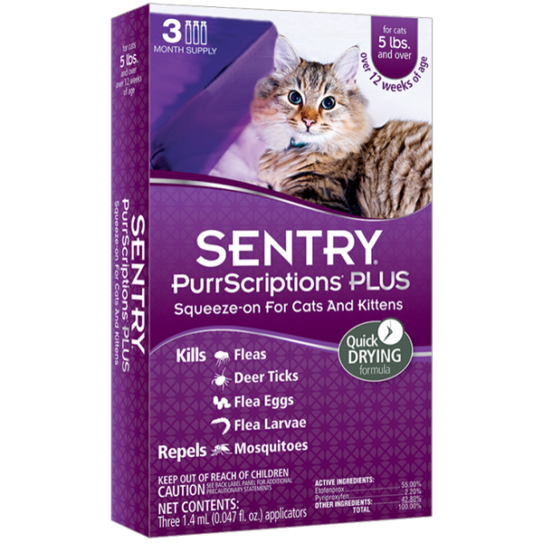Sentry PurrScriptions Plus СЕНТРІ ПУРРСКРИПШНС ПЛЮС краплі від бліх і кліщів для котів вагою від 2.2кг