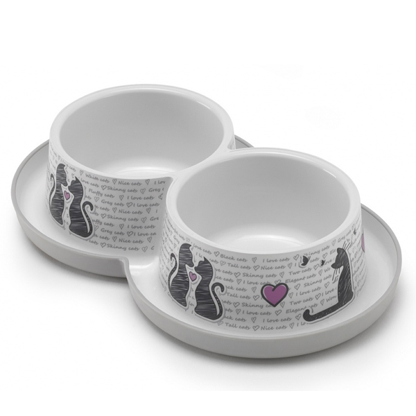 Moderna Double Trendy Dinner Cats in Love МОДЕРНА ЗАКОХАНІ КОТИ подвійна миска для котів, 2х350мл