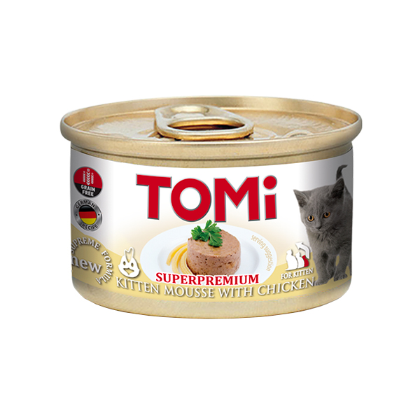 TOMi For Kitten with Chicken ТОМІ ДЛЯ КОШЕНЯТ КУРКА консерви для кошенят, мус, банка 85г