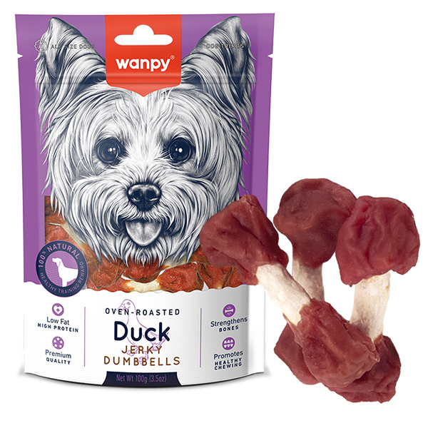 Wanpy Duck Jerky Dumbbells ВАНПІ КІСТКА-ГАНТЕЛЬ З В’ЯЛЕНОЮ КАЧКОЮ ласощі для собак