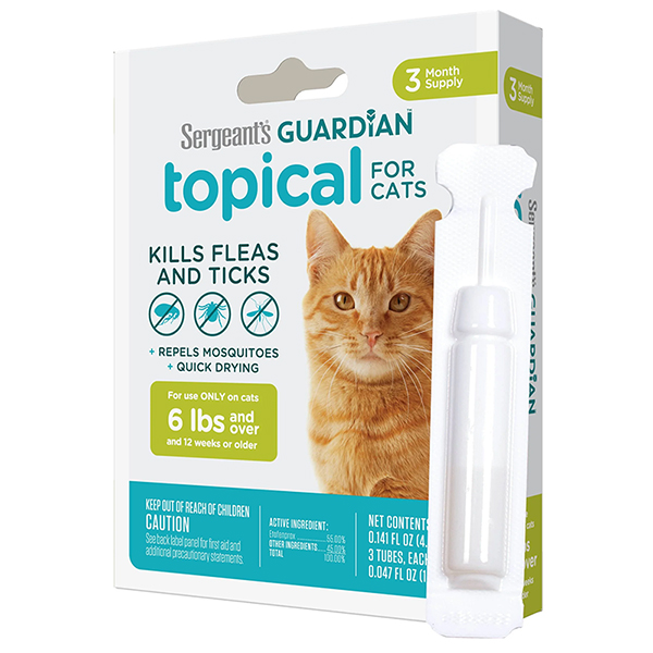 Sergeant’s Guardian Cats ГАРДІАН краплі від бліх, кліщів, комарів для котів від 2.7кг, 1.4мл