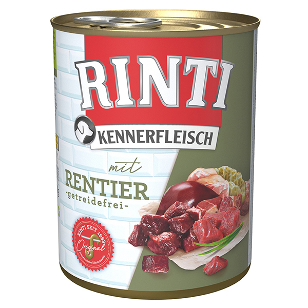 Rinti Kennerfleisch mit Rentier РІНТІ КЕННЕРФЛЯЙШ ОЛЕНИНА беззерновий повнораціонний натуральний вологий корм для собак